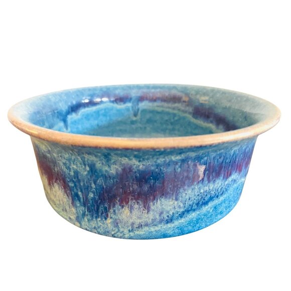 Clarksville Pottery Drip Glaze Bowl 6.5 Inch W Blue Signed Fuelau Stoneware - Picture 7 of 10